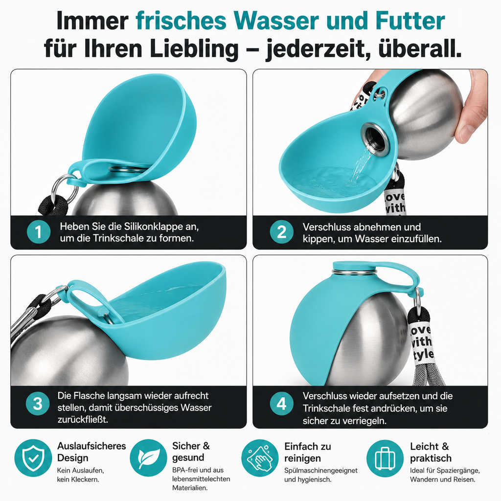 SmartPet™ 2-in-1 Reise-Trinkflasche für Hunde