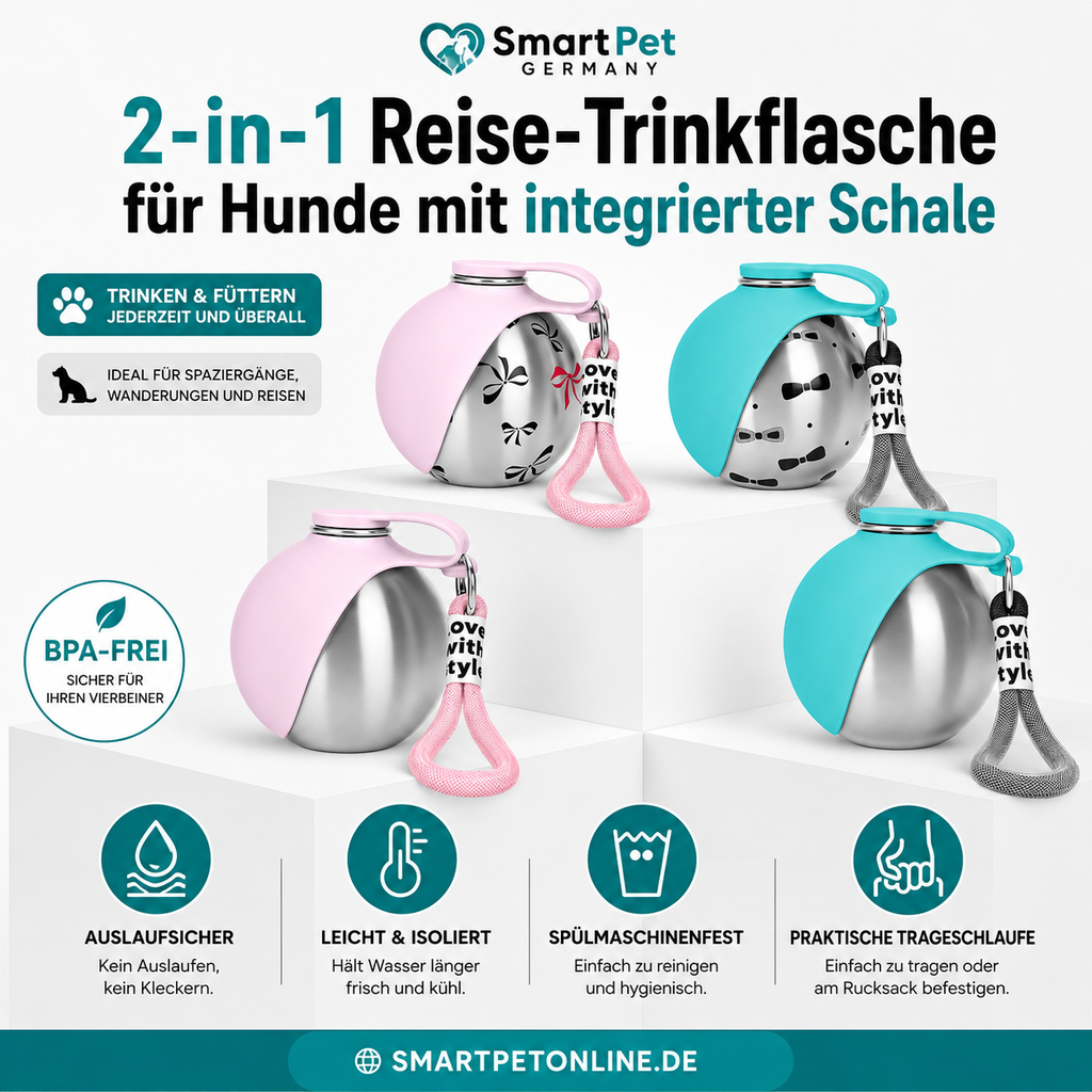 SmartPet™ 2-in-1 Reise-Trinkflasche für Hunde