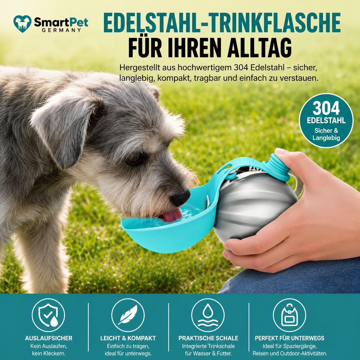 SmartPet™ 2-in-1 Reise-Trinkflasche für Hunde