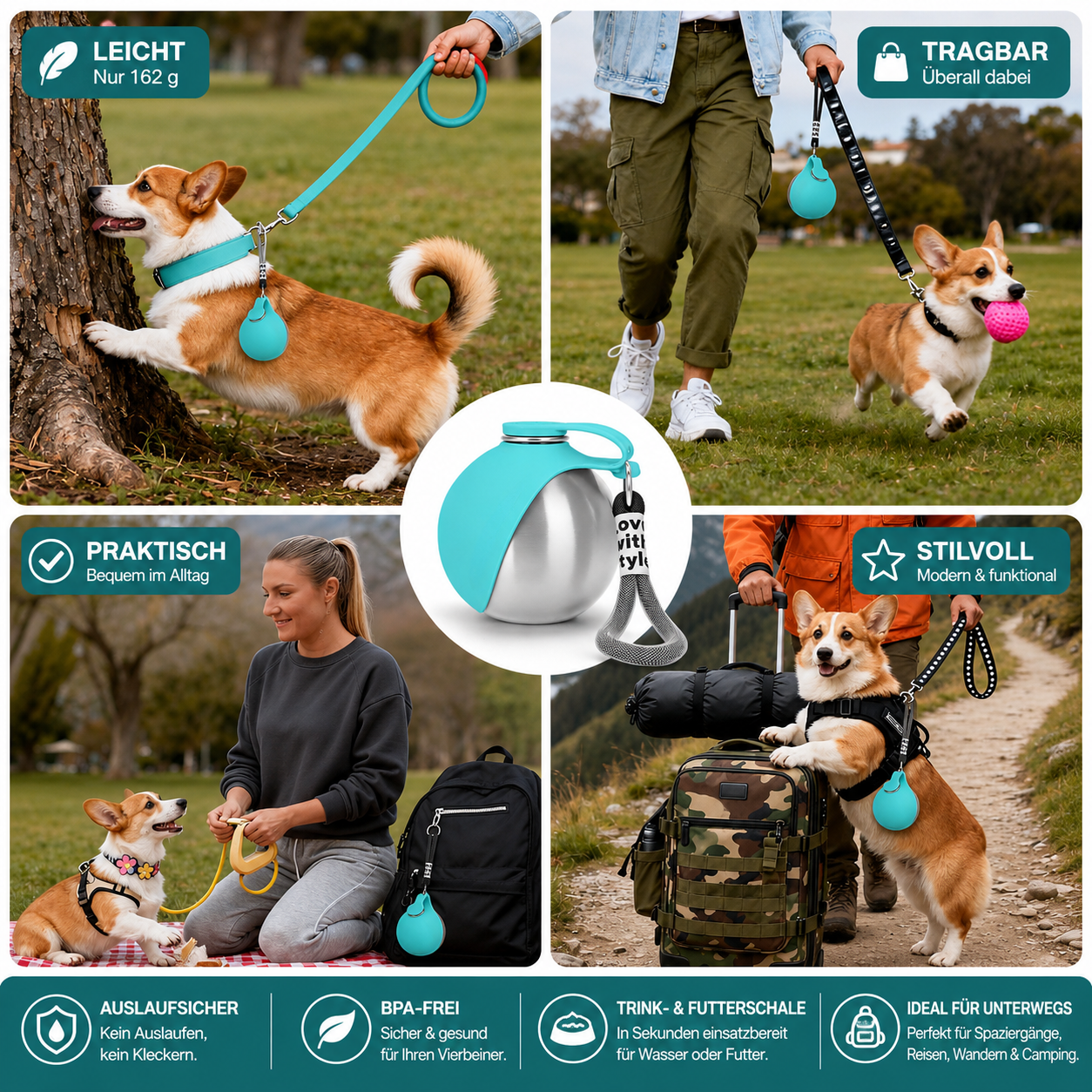 SmartPet™ 2-in-1 Reise-Trinkflasche für Hunde